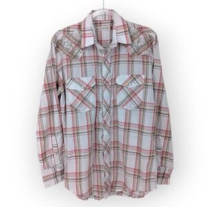 Roper Shirt Mens M Western Pearl Snap Embroidered Plaid Rodeo‎ Americana Cowboy